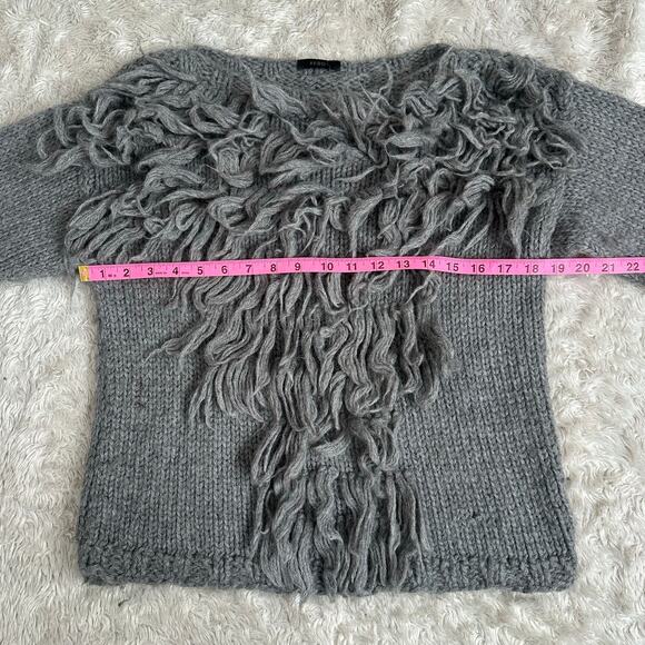 KKIBO Baby Alpaca Gray Fringe Knit Boatneck Sweater S/M - Picture 4 of 8